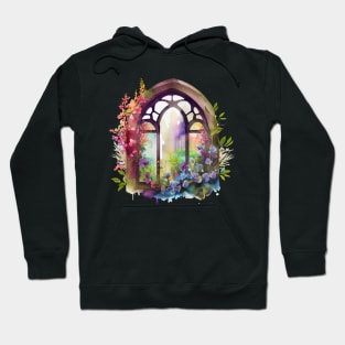 Rainbow Floral Church  Window Hoodie